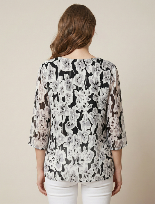 Classic Noir Floral Top