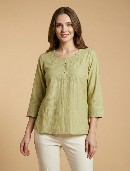 Olive Grace Embroidered Top