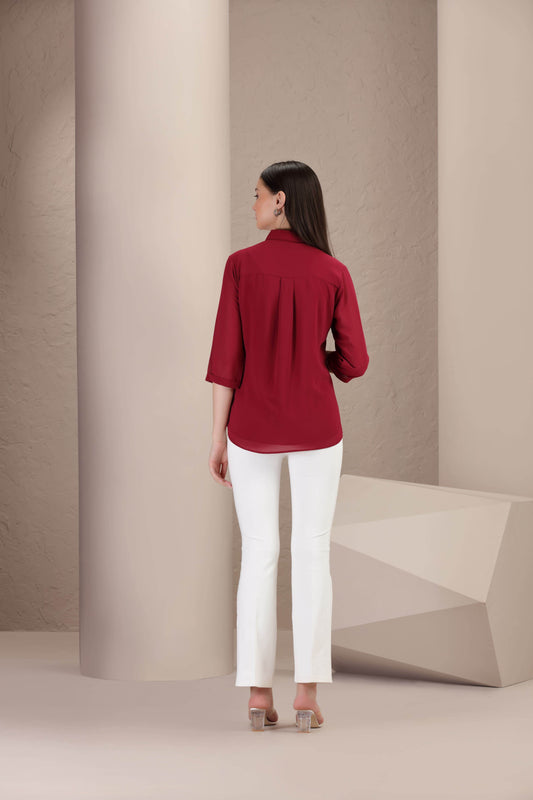 Crimson Bloom Shirt - BohoMira