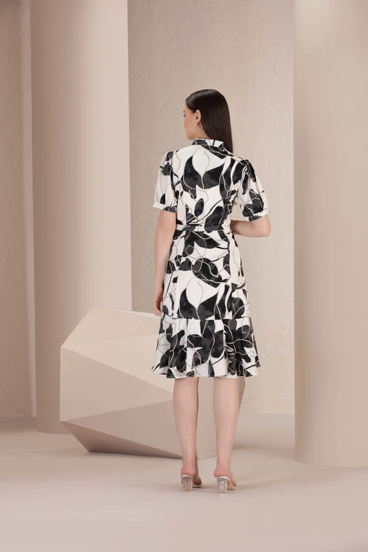 Noir Flora Midi Dress - BohoMira