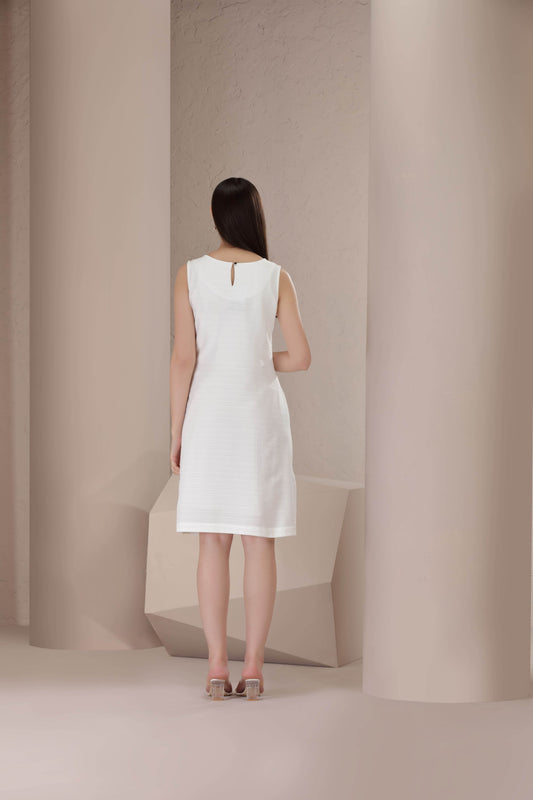 Monochrome Petal Midi Dress - BohoMira