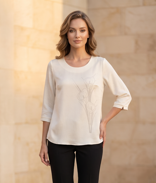 Lily Bloom Embellished Round Neck Party Wear Top