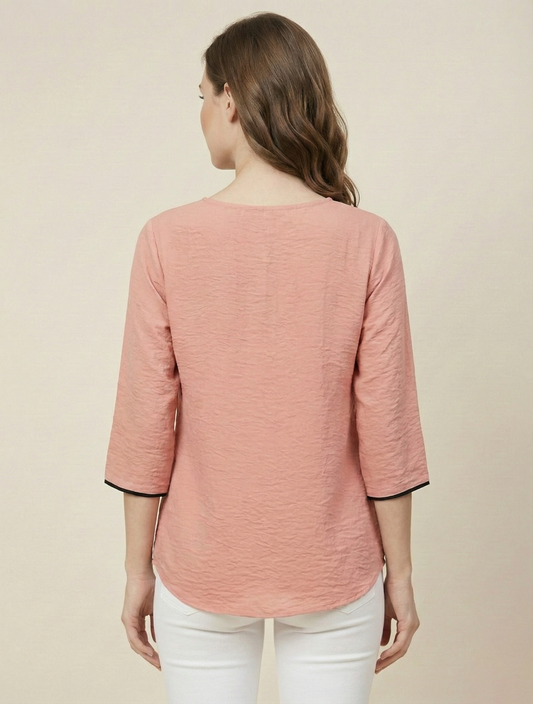 Peach Whisper Embroidered Top