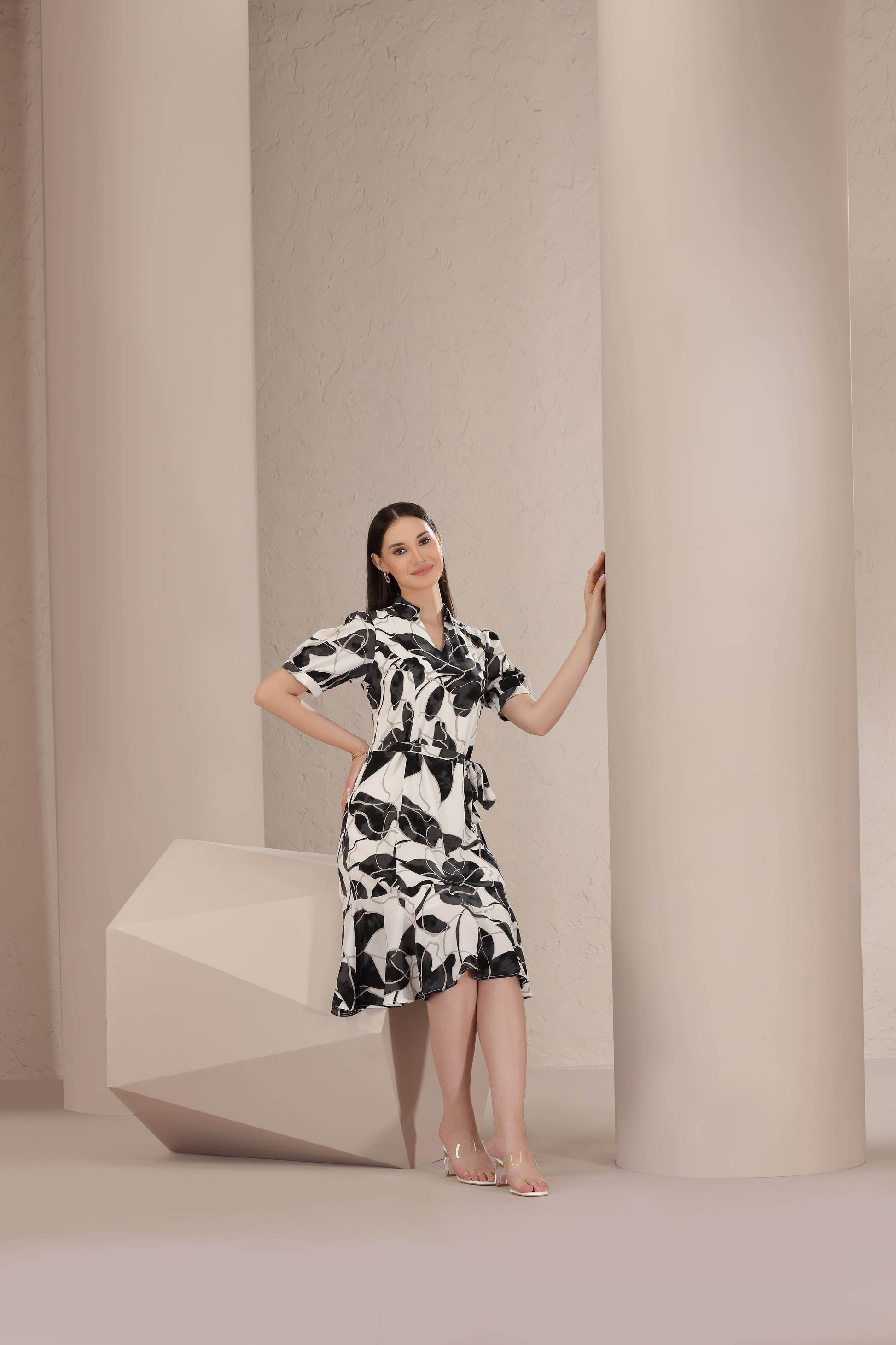 Noir Flora Midi Dress - BohoMira