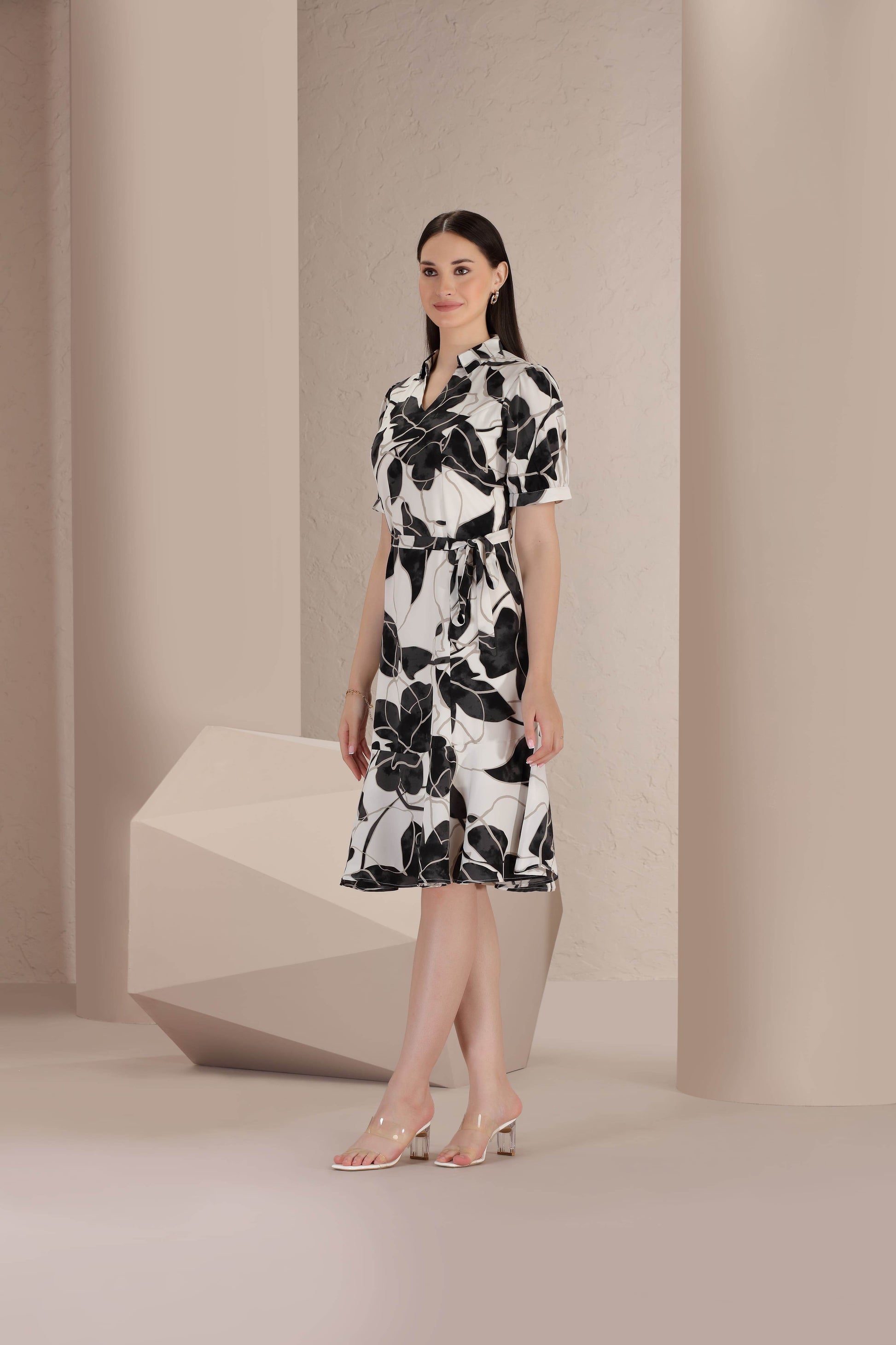 Noir Flora Midi Dress - BohoMira