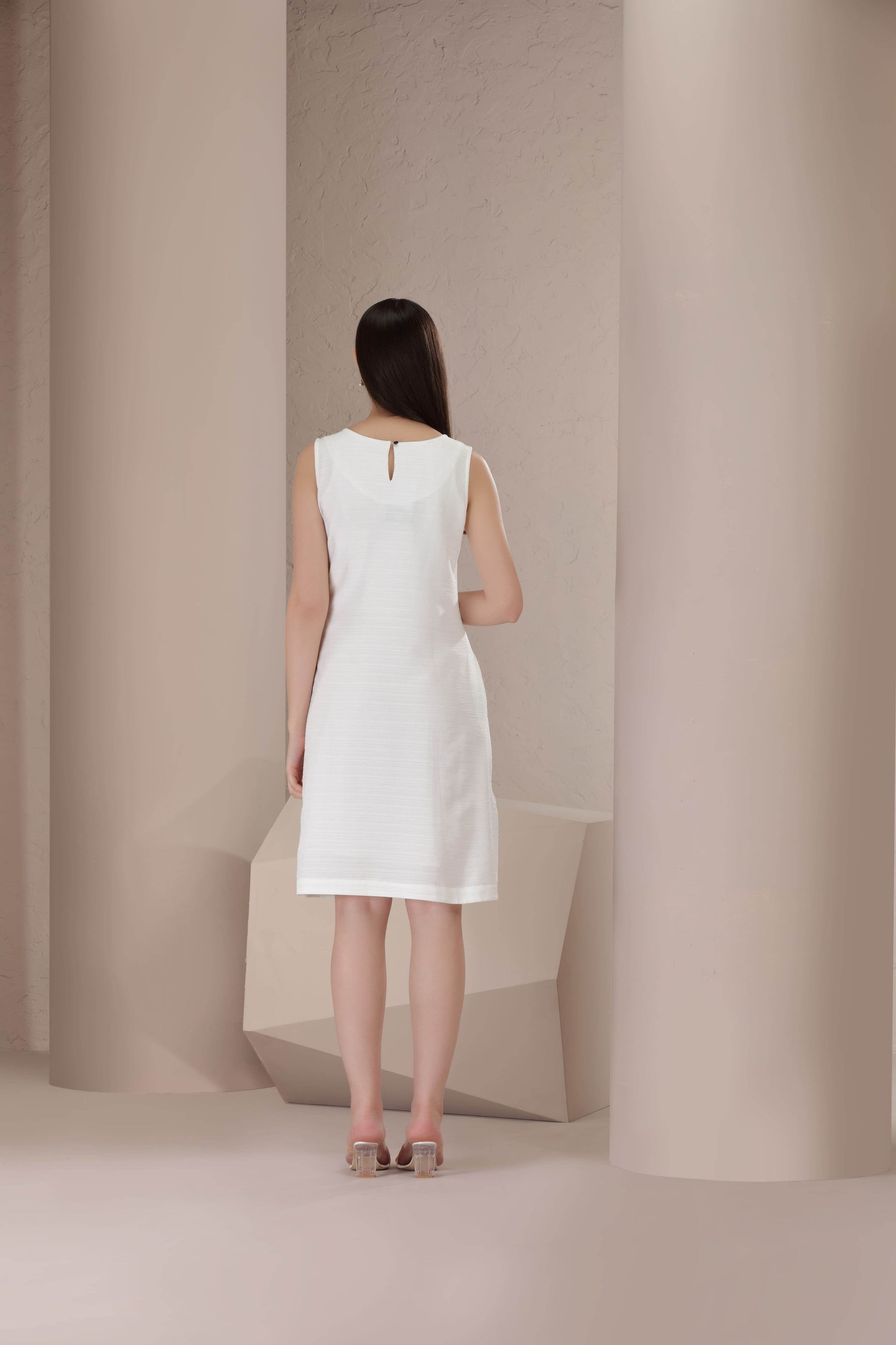 Monochrome Petal Midi Dress - BohoMira